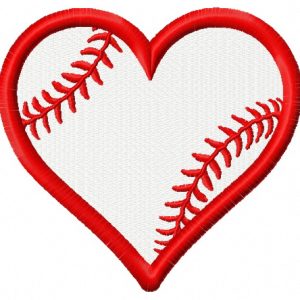 Baseball heart embroidery design