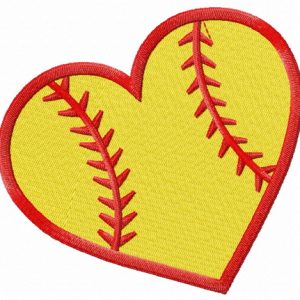 Baseball heart embroidery design