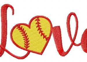 Baseball love embroidery design