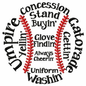 Baseball mom 2 embroidery design