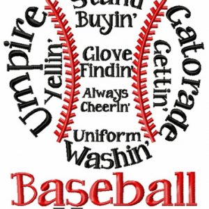 Baseball mom embroidery design