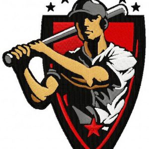 Baseball player embroidery design