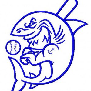 Baseball shark 3 embroidery design