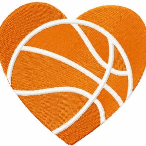 Basketball heart embroidery design