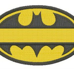 Batman oval yellow monogram embroidery design