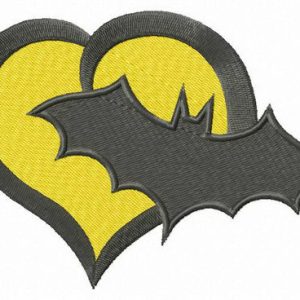 Batman's heart embroidery design