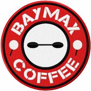 Baymax coffee embroidery design