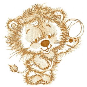 Beach volleyball with lion embroidery design