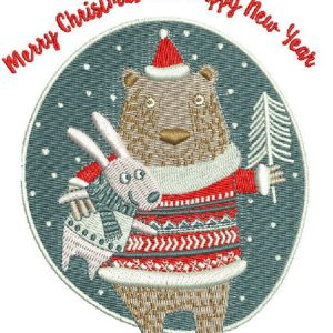 Bear and bunny embroidery design