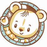 Bear astronaut embroidery design
