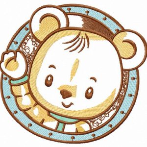 Bear astronaut embroidery design
