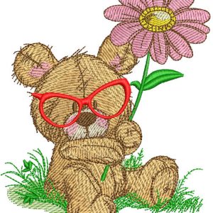 Bear botanist embroidery design