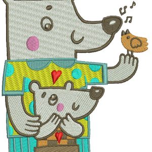 Bear family embroidery design