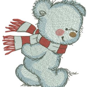 Bear in a warm striped scarf 4 embroidery design