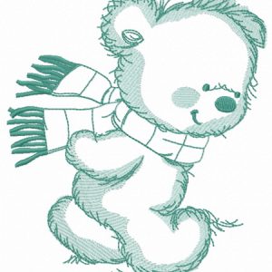 Bear in a warm striped scarf 5 embroidery design