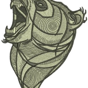 Bear roars embroidery design