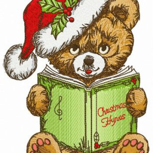 Bear sings Xmas hymns embroidery design