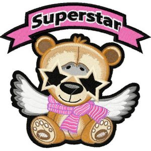 Bear superstar embroidery design