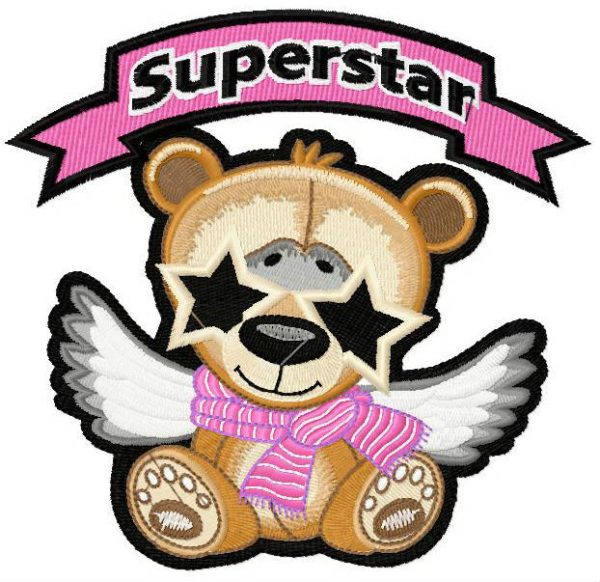 Bear superstar embroidery design