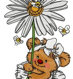 Bear the ballerina embroidery design