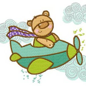 Bear the pilot embroidery design