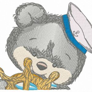 Bear the sailor embroidery design