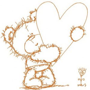 Bear with heart 2 embroidery design