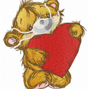 Bear with medical mask embroidery design