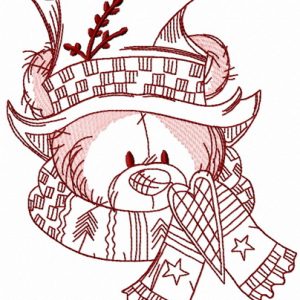 Bear with stylish top hat 2 embroidery design