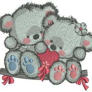 Bears on a teeter 3 embroidery design