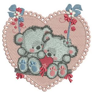 Bears on a teeter embroidery design