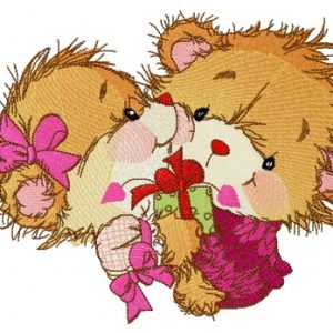 Bear's Valentine's day embroidery design
