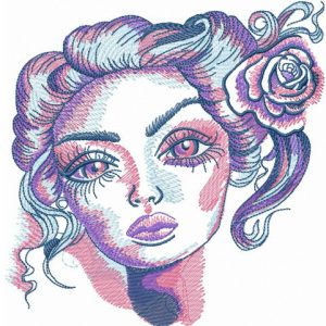 Beauty with big eyes embroidery design