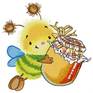 Bee and honey embroidery design