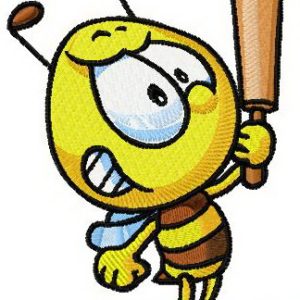 Bee threatens with a rolling pin embroidery design