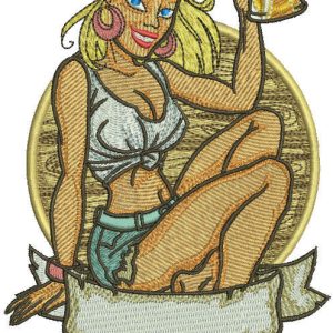 Beer girl 3 embroidery design