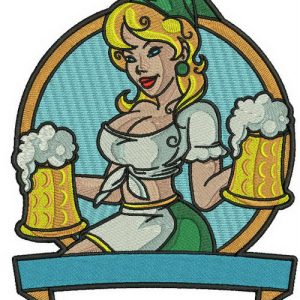 Beer girl embroidery design
