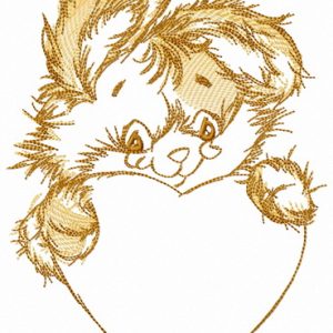 Beige bunny with heart embroidery design