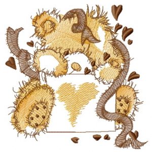 Beige teddy bear with confetti embroidery design