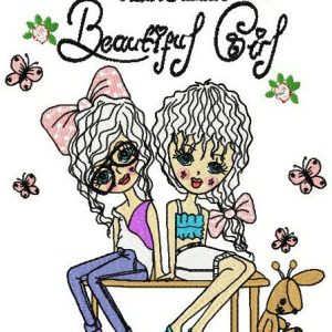 Best friends beautiful girl embroidery design