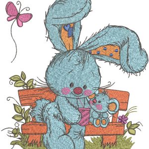 Best friends on the bench embroidery design