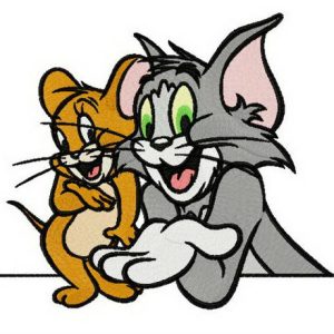Best friends Tom and Jerry embroidery design
