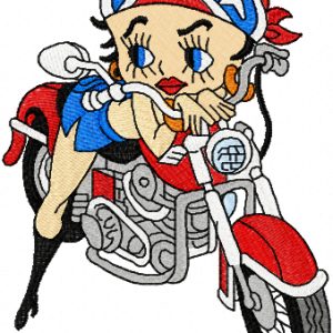 Betty Boop biker embroidery design