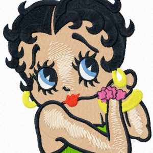 Betty Boop tries on earrings embroidery design