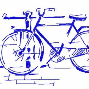 Bicycle in garden embroidery design