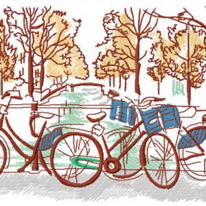 Bicycle trip embroidery design