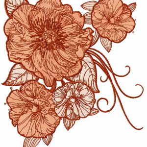 Big rose flowers 2 embroidery design