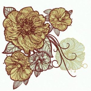 Big rose flowers embroidery design