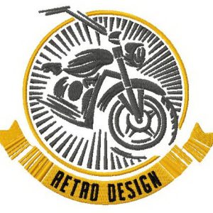 Bike retro design badge embroidery design