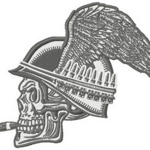 Biker's skull embroidery design